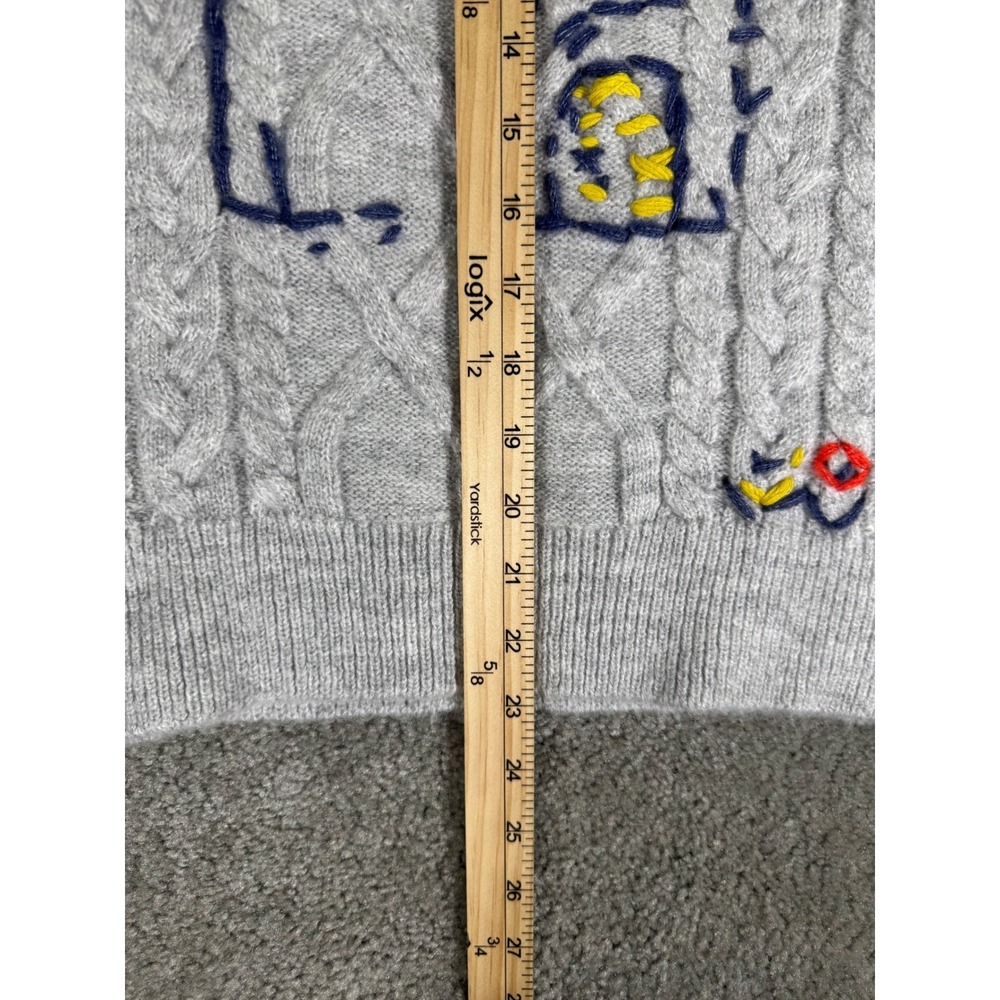 Pilcro Anthropologie Grey Cable Knit Embroidered House Sweater XXS New - Picture 8 of 11